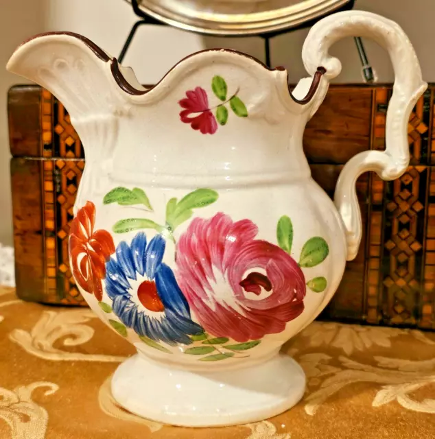 Staffordshire Leeds Type Painted Pearlware Milk Pitcher