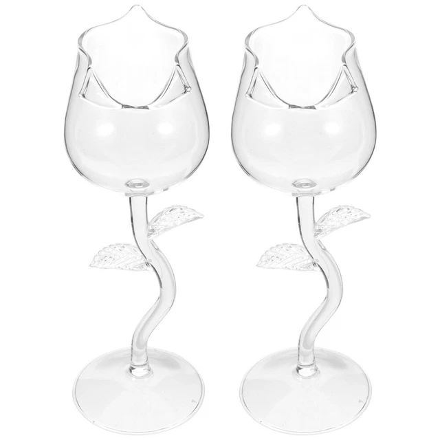 2 copas de vino vajilla de flores rosa copas cuadradas de vino