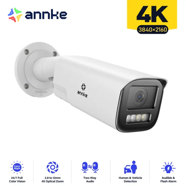 ANNKE 4K POE Farbnacht Überwachungskamera 4x Optischer Zoom Ton & Lichtalarm 2