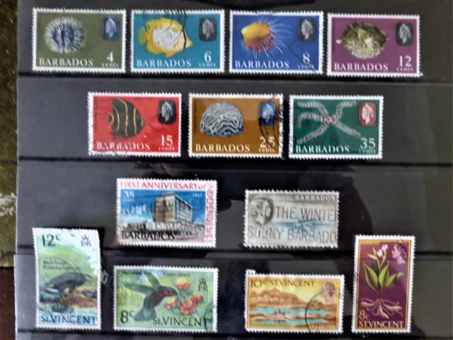 QEII Barbados 1966-9 Sea life & St. Vincent - 1967-70 selection - reduced