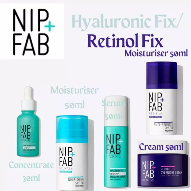 Nip+Fab Hyaluronic Fix Concentrate/Serum/Moisturiser/Retinol Fix Cream BOXED