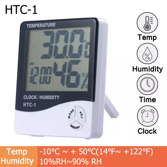 2X LCD Electronic Digital Temperature Humidity Meter Thermometer Weather Clock