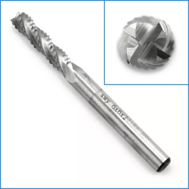 6mm x 24mm Coarse Tooth Slotted Roughing Bit 4 Flute End Mill 6mm Shank HSS Cut