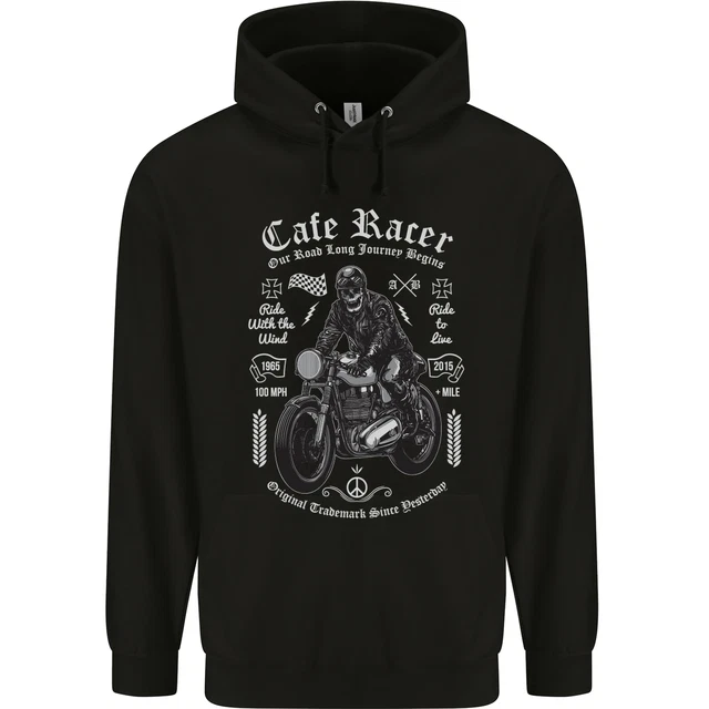 Felpa con cappuccio da uomo moto Cafe Racer 80% cotone