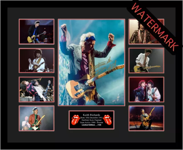 Keith Richards Rolling Stones Limited Edition 100 Only Signed Framed Memorabilia