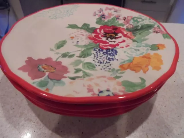 4 The Pioneer Woman Country Garden floral salad/dessert plates nice condition!
