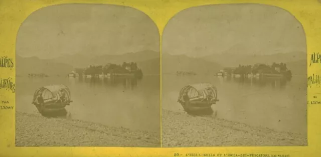 Antique Stereoscopic Photo Card Italian Alps L'Isola-Bella & L'isola