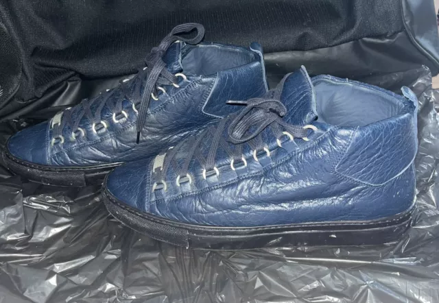 Balenciaga Arena Men’s High Blue Leather Sneakers