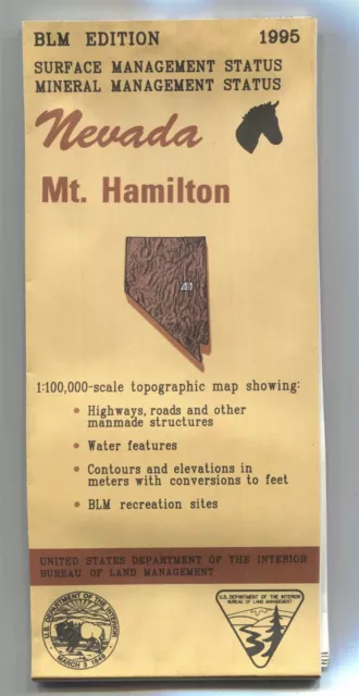 USGS BLM edition topographic map Nevada MT. HAMILTON -1995- mineral 100K