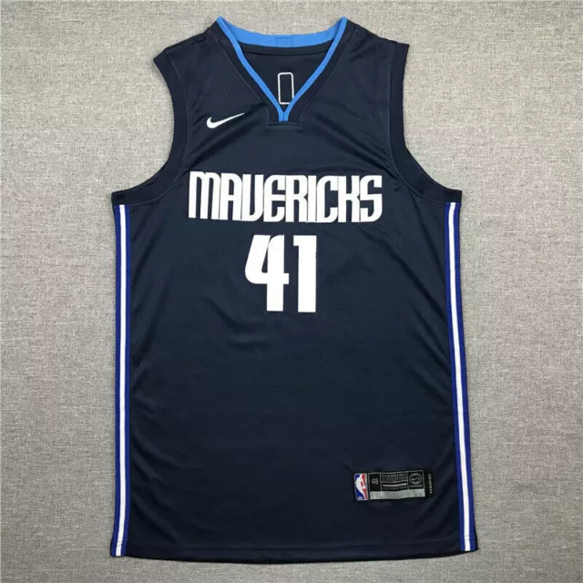 Neu Klassisch Dirk Nowitzki #41 Dallas Mavericks Basketball Trikot Dunkelblau//