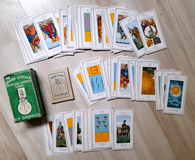 ANCIEN JEU DIVINATOIRE de cartes grand Etteilla tarot égyptien par