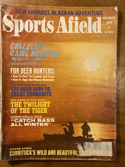 Sports Afield magazine - November 1970 vintage hunting fishing grizzly tiger