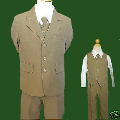 Infant &  Boy Wedding Formal Party Tuxedo suit Khiki Taupe size: 0 4 12 14 16 20