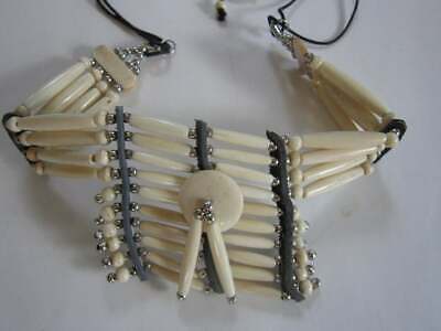 Antique White Buffalo Bone Breastplate Choker Necklace Jewelry Native Tribal