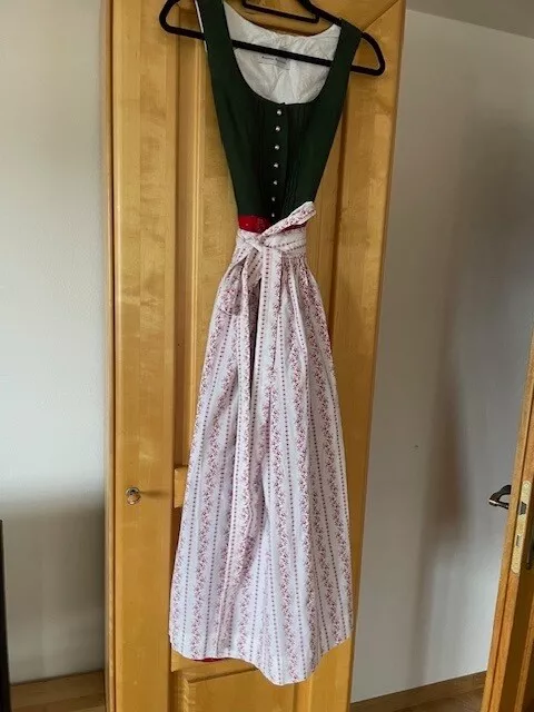 Dirndl Kleid Almrausch Leinen grün rot 38