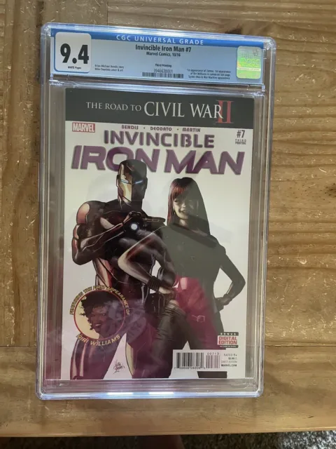 Invincible Iron Man #7 CGC 9.4 1st Cameo Appearance of Riri Williams 3rd Print