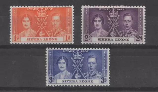 Sierra Leone , 1937 ' Coronation '  Sg185/7  Mh Set      G.c.v.