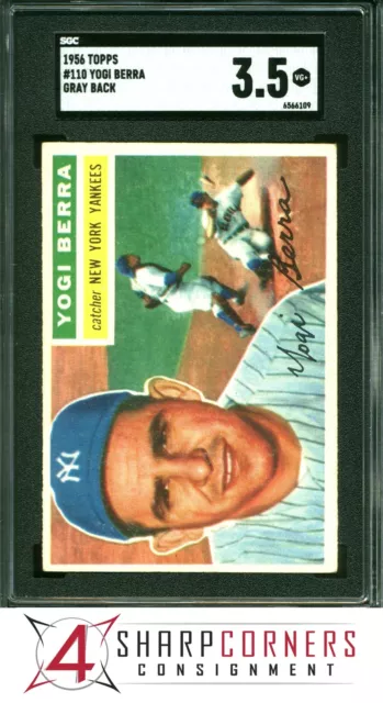 1956 Topps #110 Yogi Berra Yankees Hof Gray Back Sgc 3.5