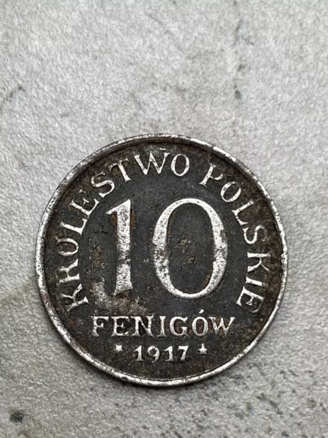 10 Fenigow F, 1917,  Krolestwo Polskie - Königreich Polen