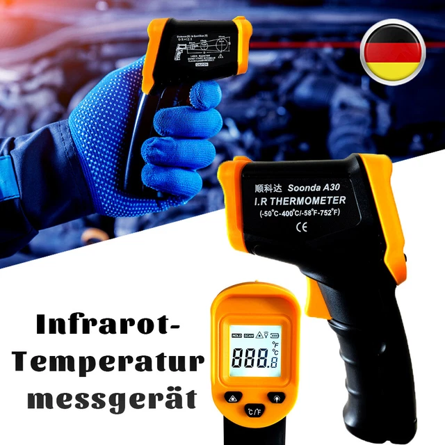 Infrarot Thermometer Industrie Digital IR Laser Temperaturpistole DE C/F