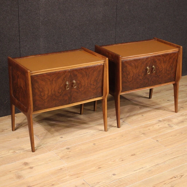 Pair of tables bedside tables modern design two furniture vintage bedroom bed 70' years