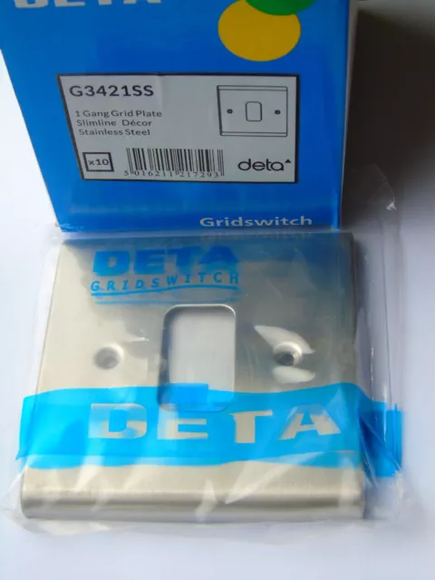 DETA G3421SS Slimline Decor 2G 2 Module Grid Cover Plate Stainless Steel