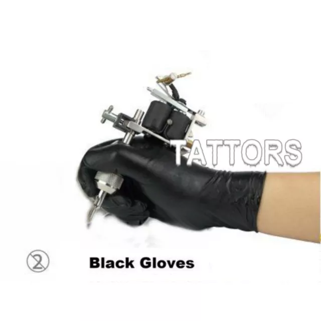 Latex Handschuhe schwarz,20 Stück,Gr.M, Tattoo Piercing Einweg TATTORS®med
