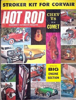 Chev V8 - Hot Rod, Everyrody's Automotive Magazine August 1960 Good Used Shape