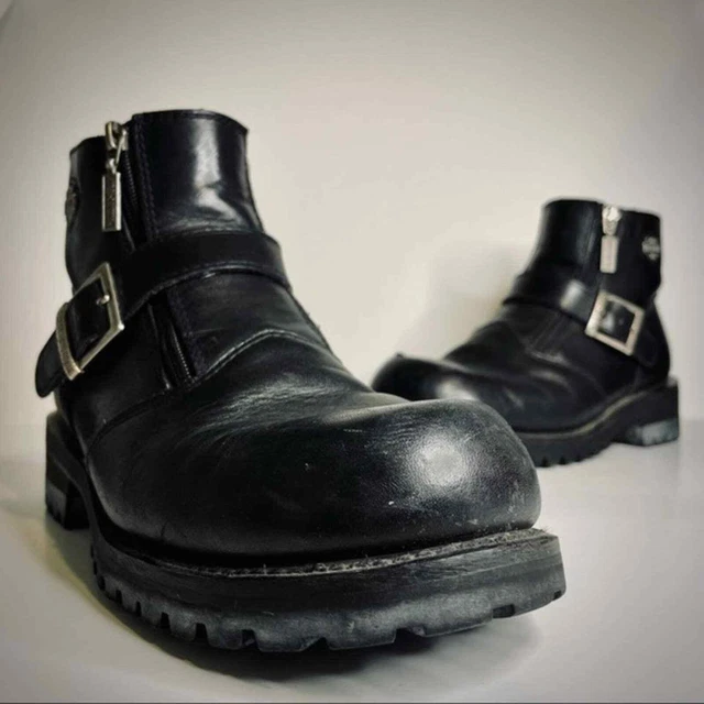 Harley-Davidson Black Leather Steel Toe Motorcycle Riding Boots