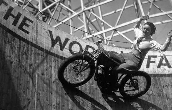 Antique Circus Motorcycle stunt Photo 1216 Oddleys Strange & Bizarre