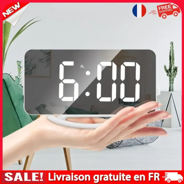 LED Mirror Up Clock Electronic Auto Photosensitive Alarm Clock (A)