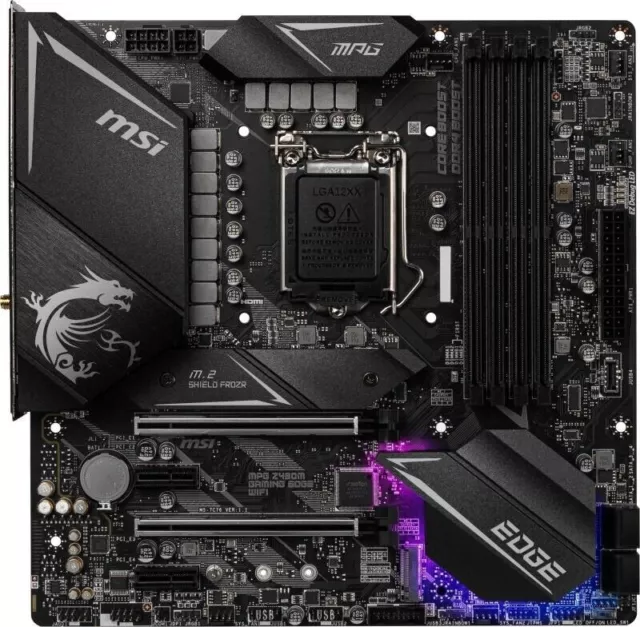 MSI MPG Z490M GAMING EDGE WIFI Motherboard Intel Z490 LGA1200 4×DDR4 M-ATX 2×M.2