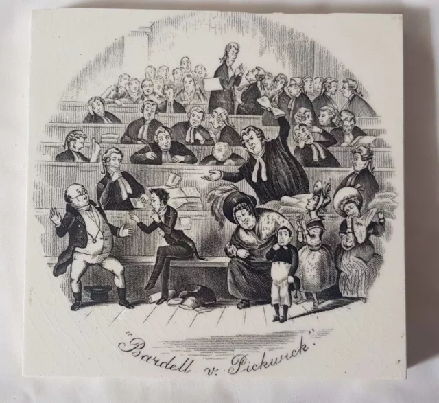 CHARMING NARRATIVE 'BARDELL V PICKWICK' LEGAL COURT charles dickens 11.5CM TILE