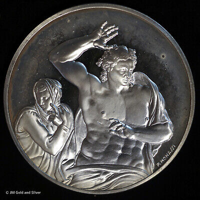 1971 .925 Silver Franklin Mint Medal | Michelangelo Christ the Judge With Mary