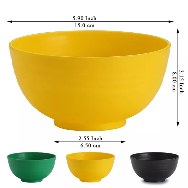 Plastic Bowls Set of 12 Pieces 25oz, Mutil Color Reusable and Sturdy Ramen Bo... 2