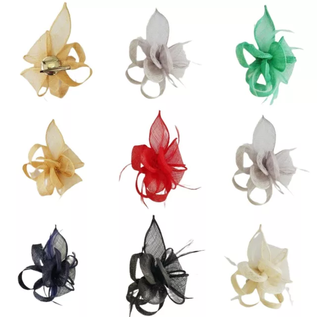 Women Small Flower Feather Fascinator Brooch Clip Party Royal Ascot Wedding Race