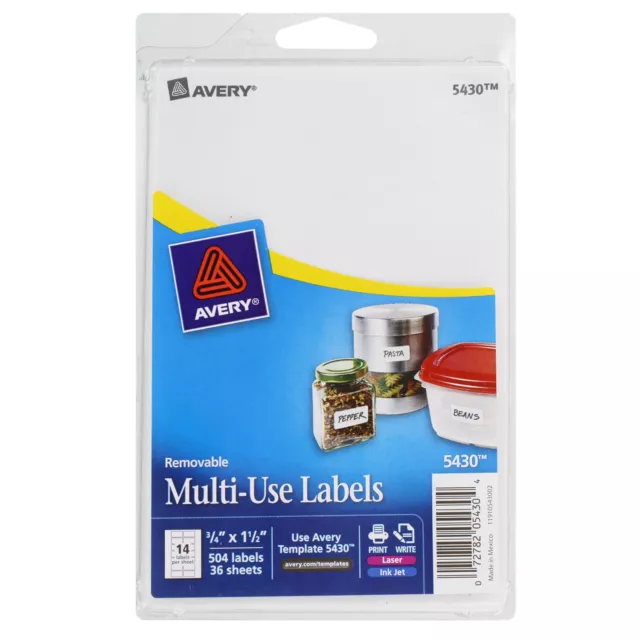 Avery Removable Multi-Use Labels White 34x1-12 Packs of 50