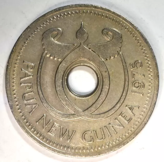 Papua New Guinea 1975 K1 One Kina crocodile coin with hole FIRST YEAR OF ISSUE