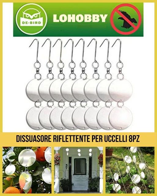 SET 2 GUFI SPAVENTAPASSERI RIFLETTENTI Dissuasore Con Campanelle Volatili 31709