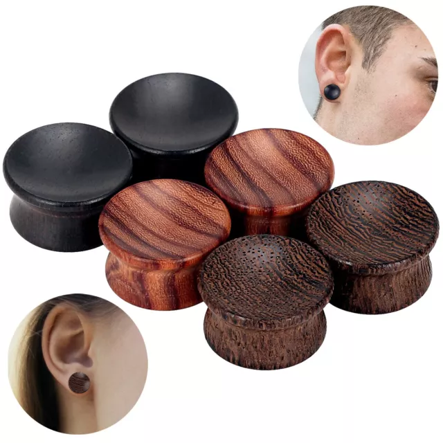 2-3Pairs Wood Ear Flesh Tunnels Wooden Gauges Natural Organic Ear Plugs Piercing