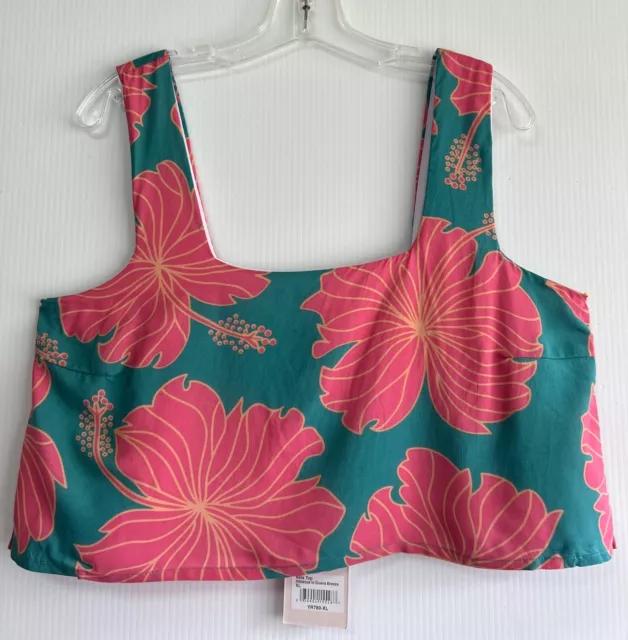 Yireh + Jana Lam Naia Top Size XL Hibiscus in Guava Breeze Print NWT