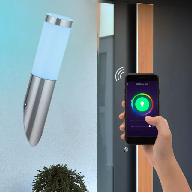 Smart Home LED Wand Fackel dimmbar Edelstahl Terrassen Leuchte RGB Außen Lampe