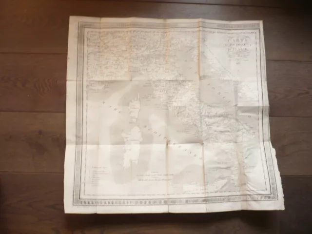 Grande Carte 1829 Routiere De L'italie Avec Les Postes Par Audin