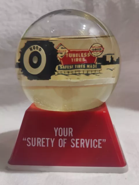 VHTF 1950s SKELLY-HOOD TUBELESS TIRES "YOUR SURETY OF SERVICE" AD SNOW GLOBE