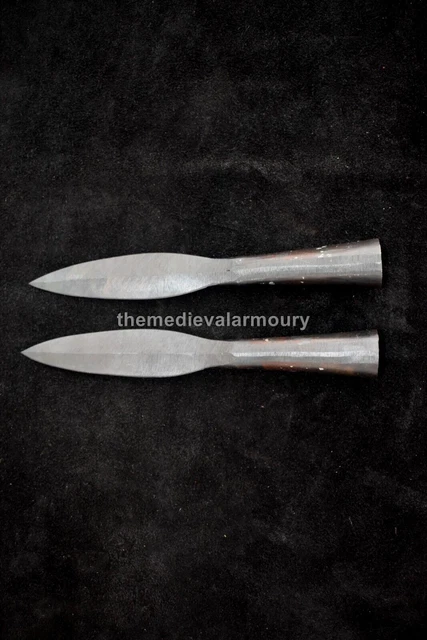 Medieval Hand-forged Leaf Design Viking Iron Spearhead (Set Of 2)