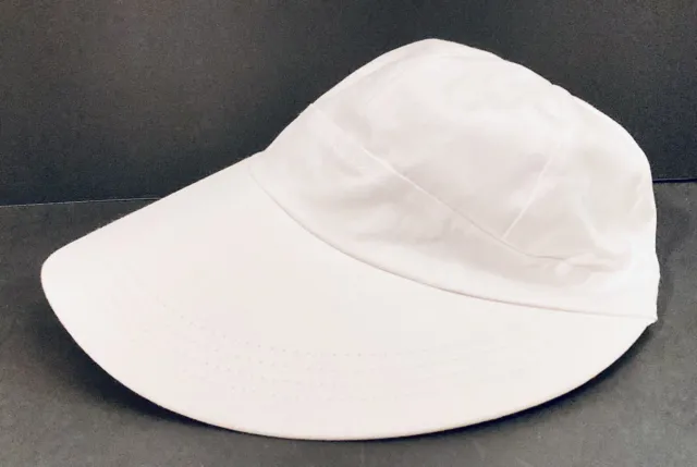 Betmar Women’s Face Framer Sun Visor Cap Hat White  Cotton Adjustable Tie
