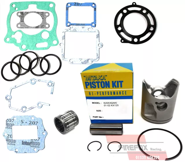 Kawasaki KX125 KX 125 2001 2002 Mitaka Top End Rebuild Kit Inc Piston & Gasket