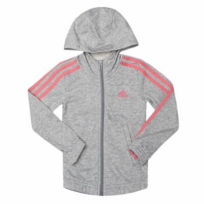 Girl's adidas Junior Essentials 3-Stripes Full Zip Hoodie Jacket in Grey
