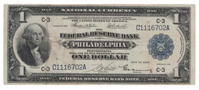 U.S. (Philadelphia, PA) - Series of 1918 $1.00 National Currency Banknote