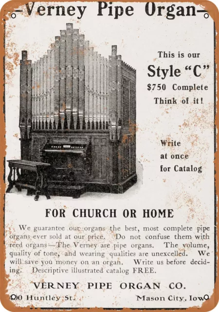 Metal Sign - 1905 Pipe Organs for Church or Home -- Vintage Look